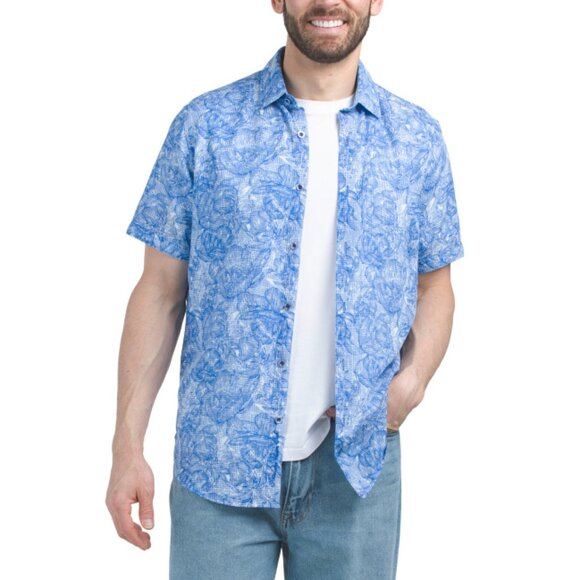 ROBERT GRAHAM multi Linen Blend Short Sleeve Printed Shirt